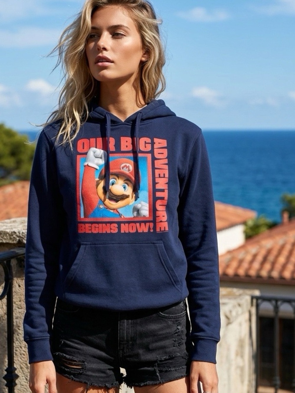 MARIO ADVENTURE - UPCYCLED HOODIE SWEATSHIRT